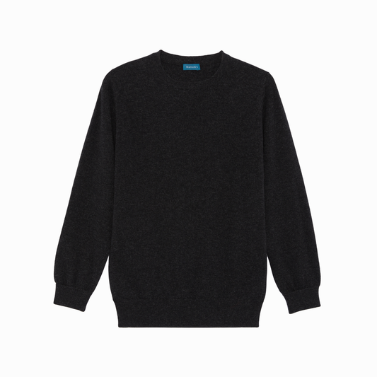 Charcoal Hudson Super Geelong Lambswool Crew Neck