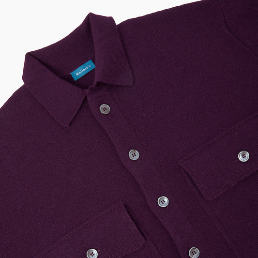 Purple Merino Cashmere Knitted Overshirt - M & L