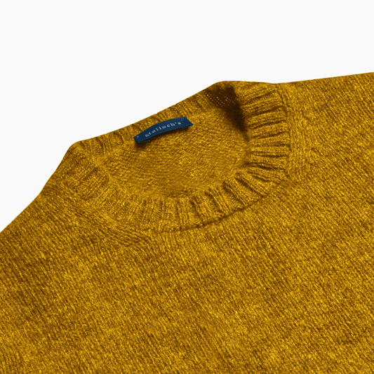 Mustard Wreay Shetland Wool Crew Neck