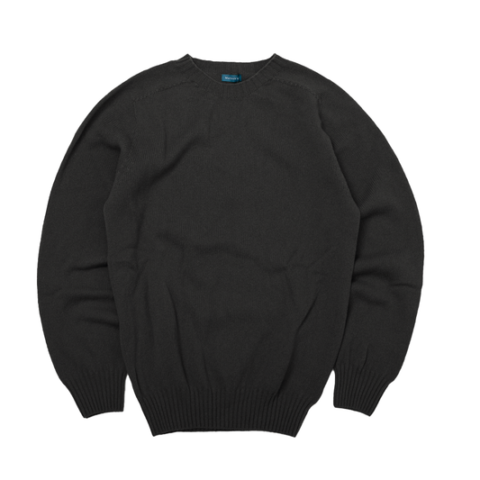 Black Preston Superfine Lambswool Crew Neck Jumper