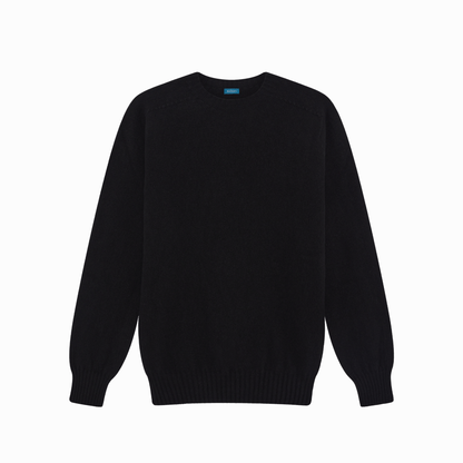Black Preston Superfine Lambswool Crew Neck Jumper