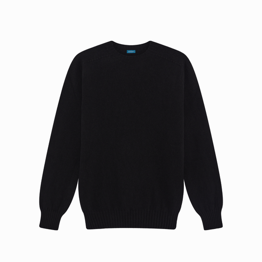 Black Preston Superfine Lambswool Crew Neck Jumper
