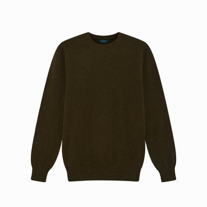 Military Green Preston Superfine Lambswool Jumper