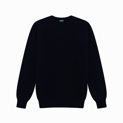 Navy Preston Superfine Lambswool Crew Neck Jumper