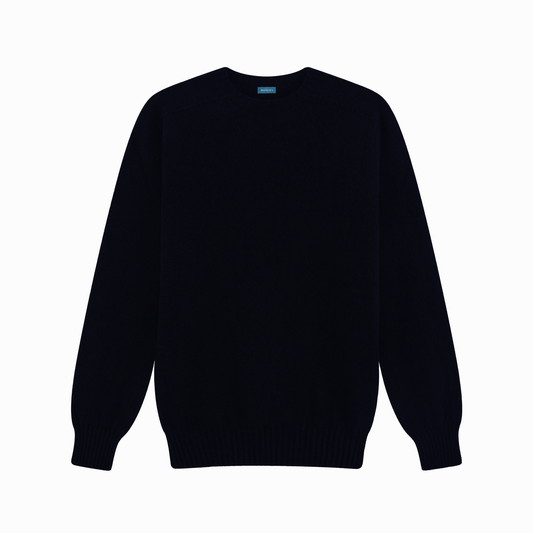 Navy Preston Superfine Lambswool Crew Neck Jumper