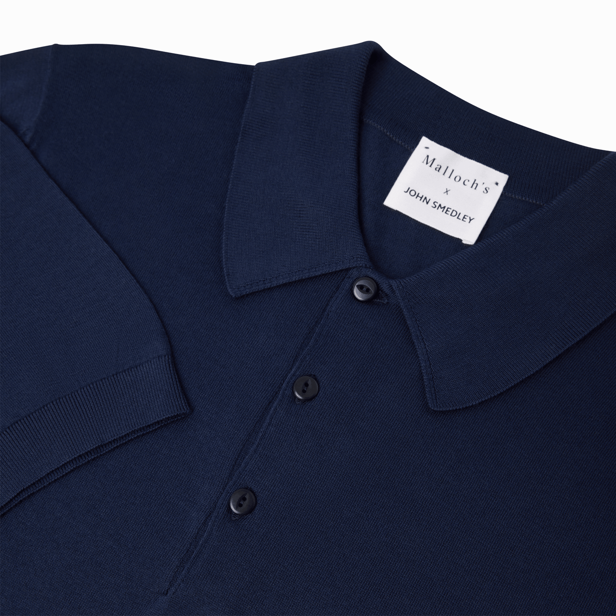 Malloch's x John Smedley French Navy Cromford Sea Island Cotton Polo Shirt - Malloch's