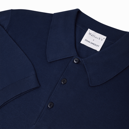 Malloch's x John Smedley French Navy Cromford Sea Island Cotton Polo Shirt - Malloch's