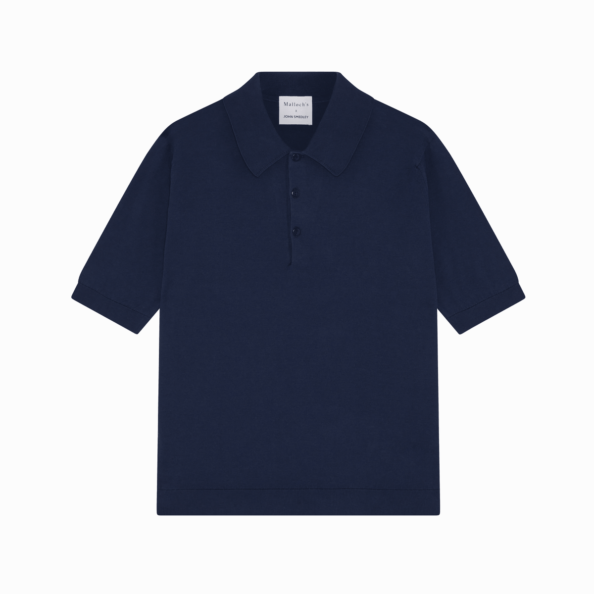 Malloch's x John Smedley French Navy Cromford Sea Island Cotton Polo Shirt - Malloch's