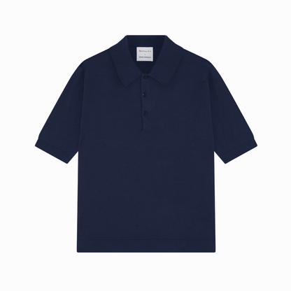 Malloch's x John Smedley French Navy Cromford Sea Island Cotton Polo Shirt - Malloch's