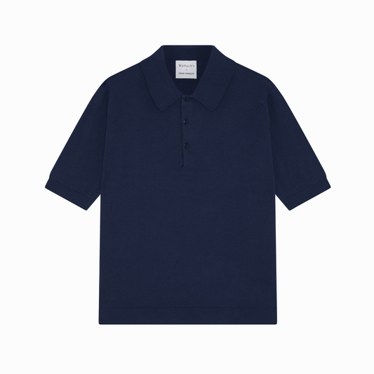 Malloch's x John Smedley French Navy Cromford Sea Island Cotton Polo Shirt - Malloch's