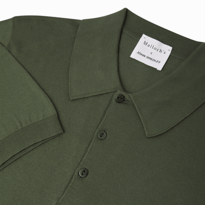 Malloch's x John Smedley Khaki Green Cromford Sea Island Cotton Polo Shirt - Malloch's