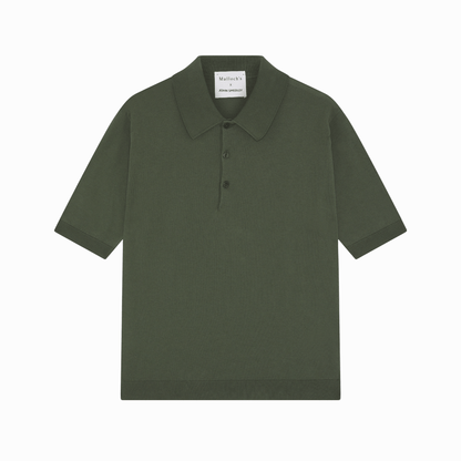 Malloch's x John Smedley Khaki Green Cromford Sea Island Cotton Polo Shirt - Malloch's