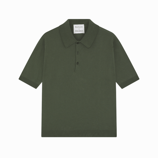 Malloch's x John Smedley Khaki Green Cromford Sea Island Cotton Polo Shirt - Malloch's