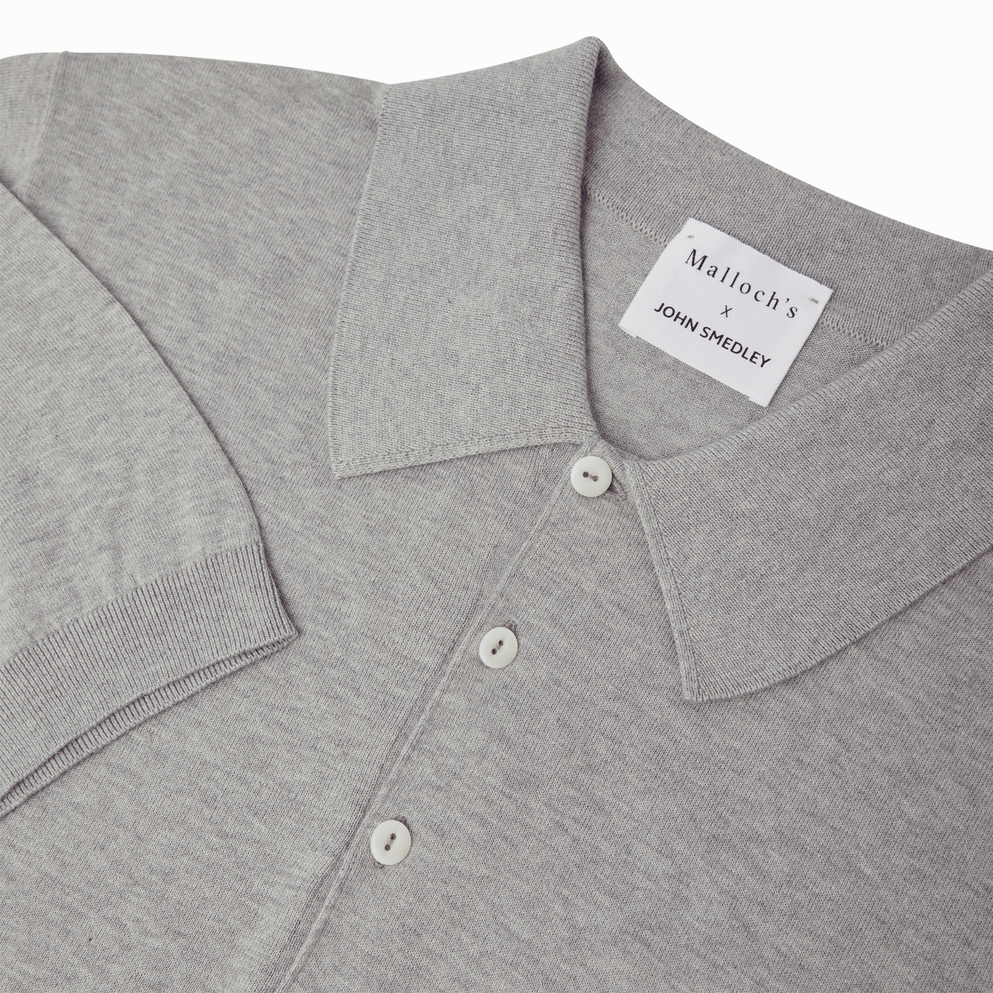 Malloch's x John Smedley Light Grey Cromford Sea Island Cotton Polo Shirt - Malloch's
