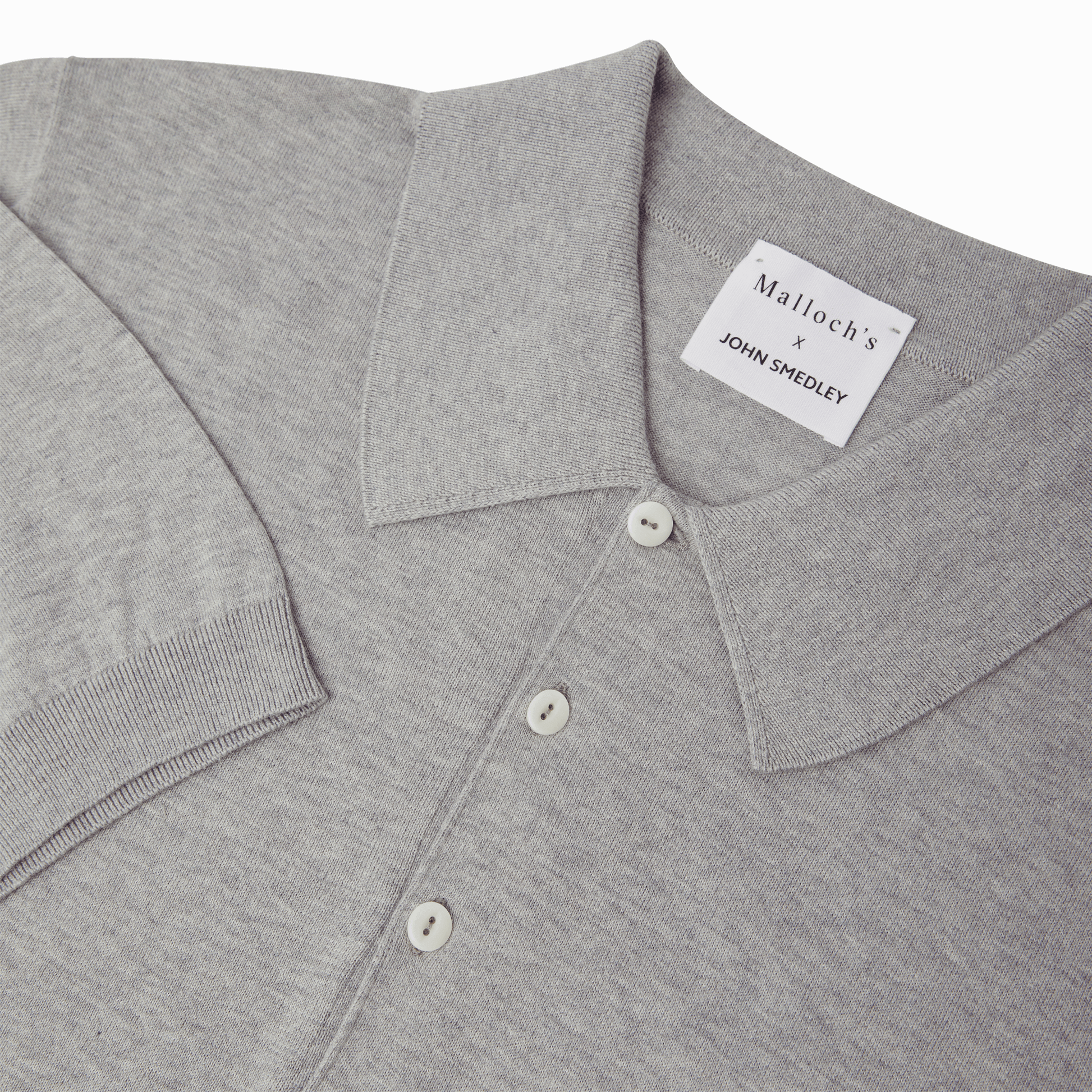 Malloch's x John Smedley Light Grey Cromford Sea Island Cotton Polo Shirt - Malloch's