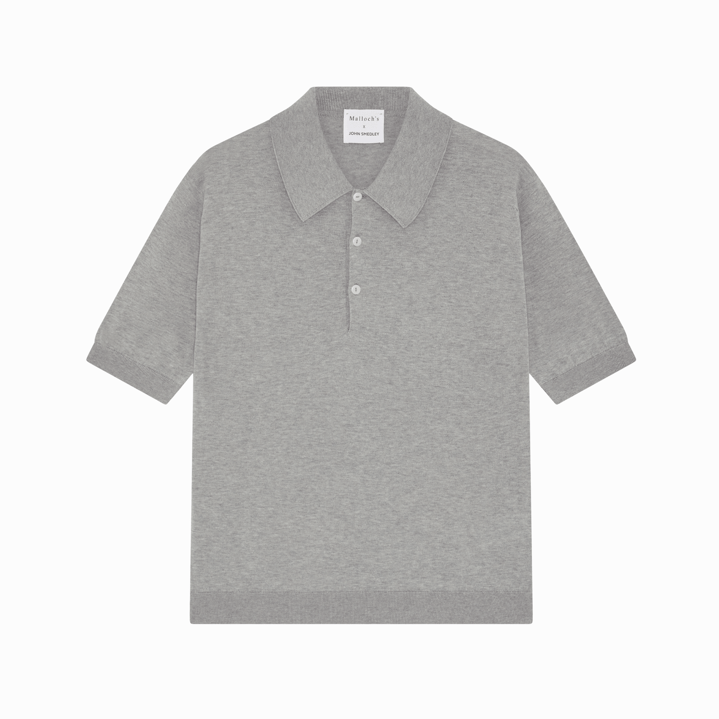 Malloch's x John Smedley Light Grey Cromford Sea Island Cotton Polo Shirt - Malloch's