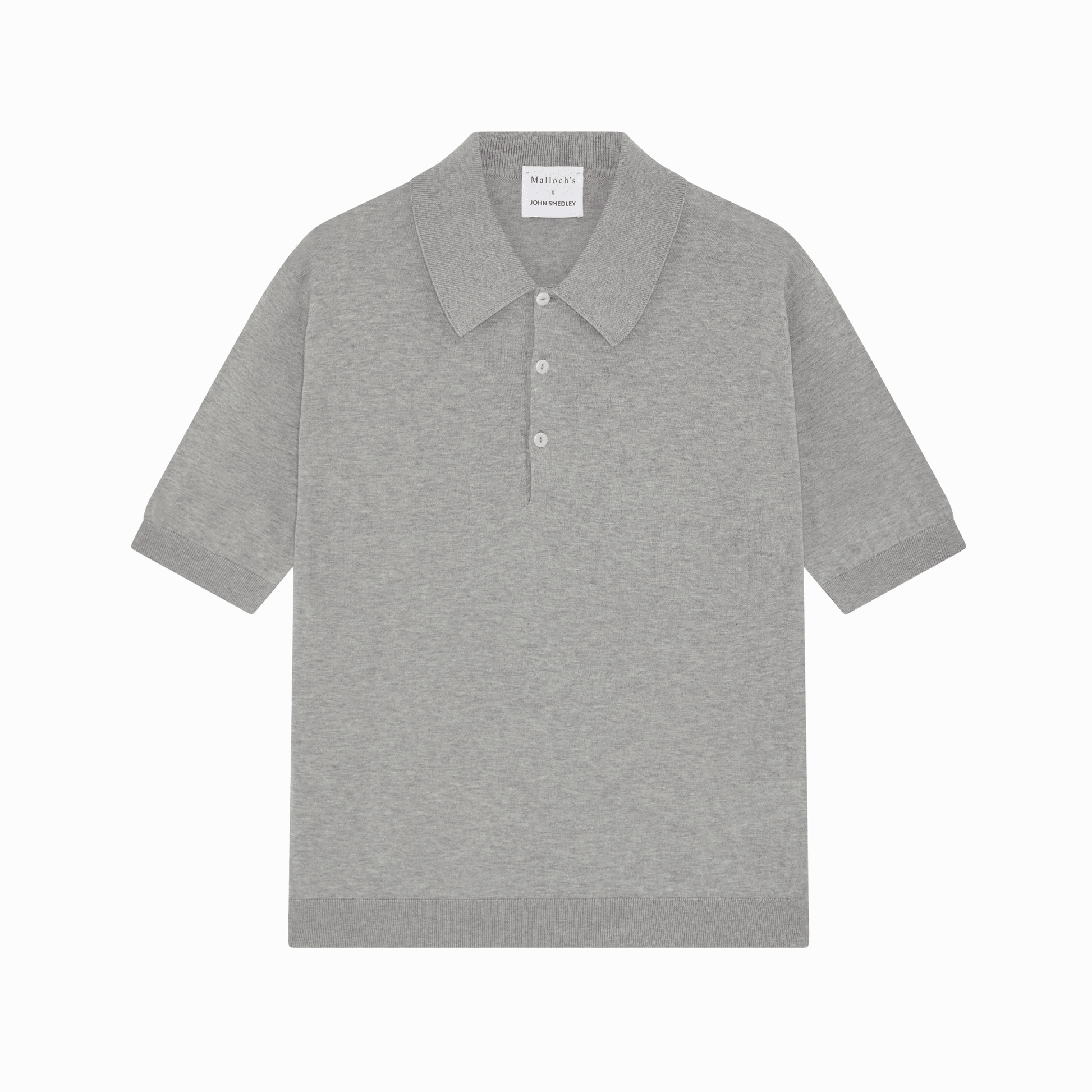 Malloch's x John Smedley Light Grey Cromford Sea Island Cotton Polo Shirt - Malloch's