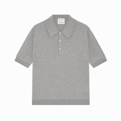 Malloch's x John Smedley Light Grey Cromford Sea Island Cotton Polo Shirt - Malloch's