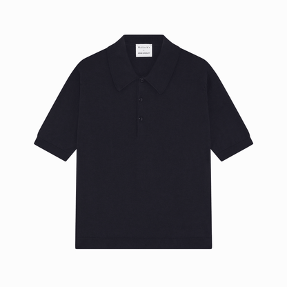 Malloch's x John Smedley Navy Cromford Sea Island Cotton Polo Shirt - Malloch's