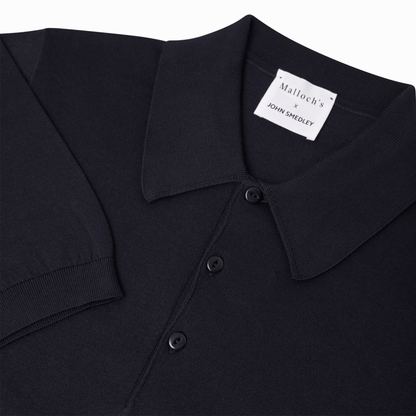 Malloch's x John Smedley Navy Cromford Sea Island Cotton Polo Shirt - Malloch's