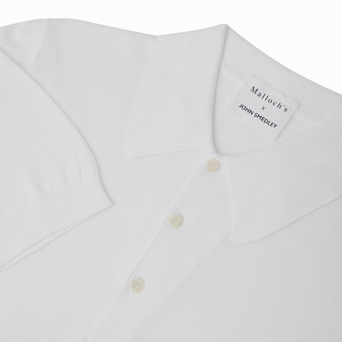 Malloch's x John Smedley White Cromford Sea Island Cotton Polo Shirt - Malloch's