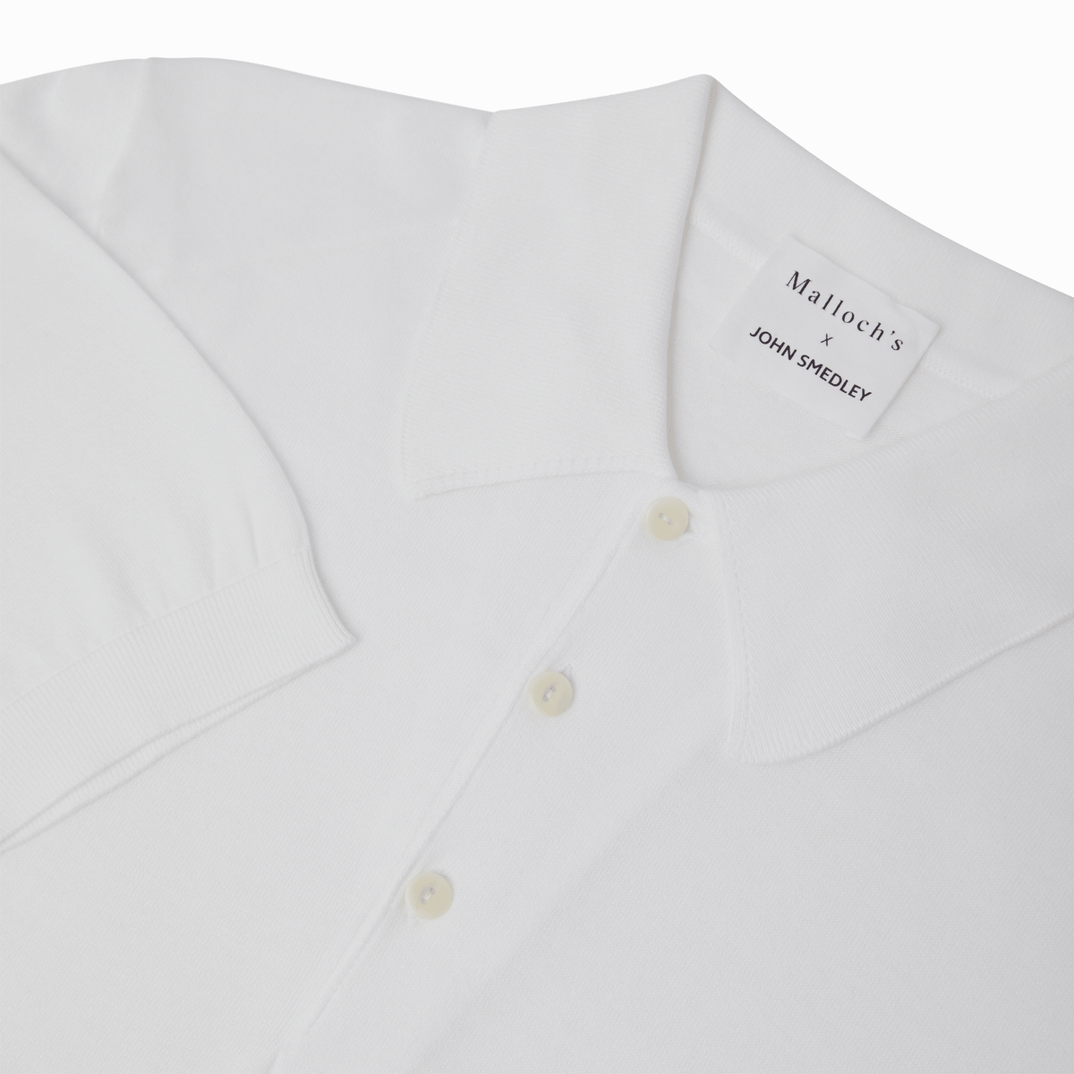 Malloch's x John Smedley White Cromford Sea Island Cotton Polo Shirt - Malloch's