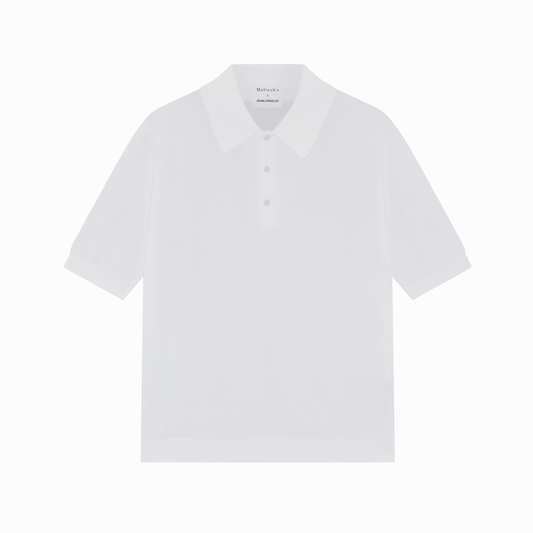 Malloch's x John Smedley White Cromford Sea Island Cotton Polo Shirt - Malloch's