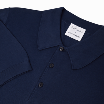 Malloch's x John Smedley French Navy Cromford Sea Island Cotton Polo Shirt