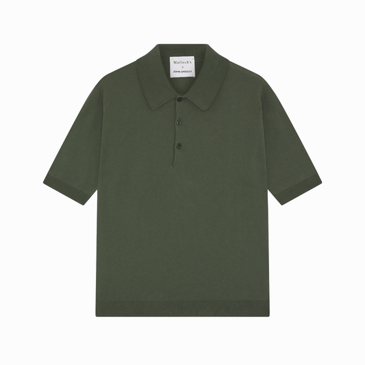 Malloch's x John Smedley Khaki Green Cromford Sea Island Cotton Polo Shirt