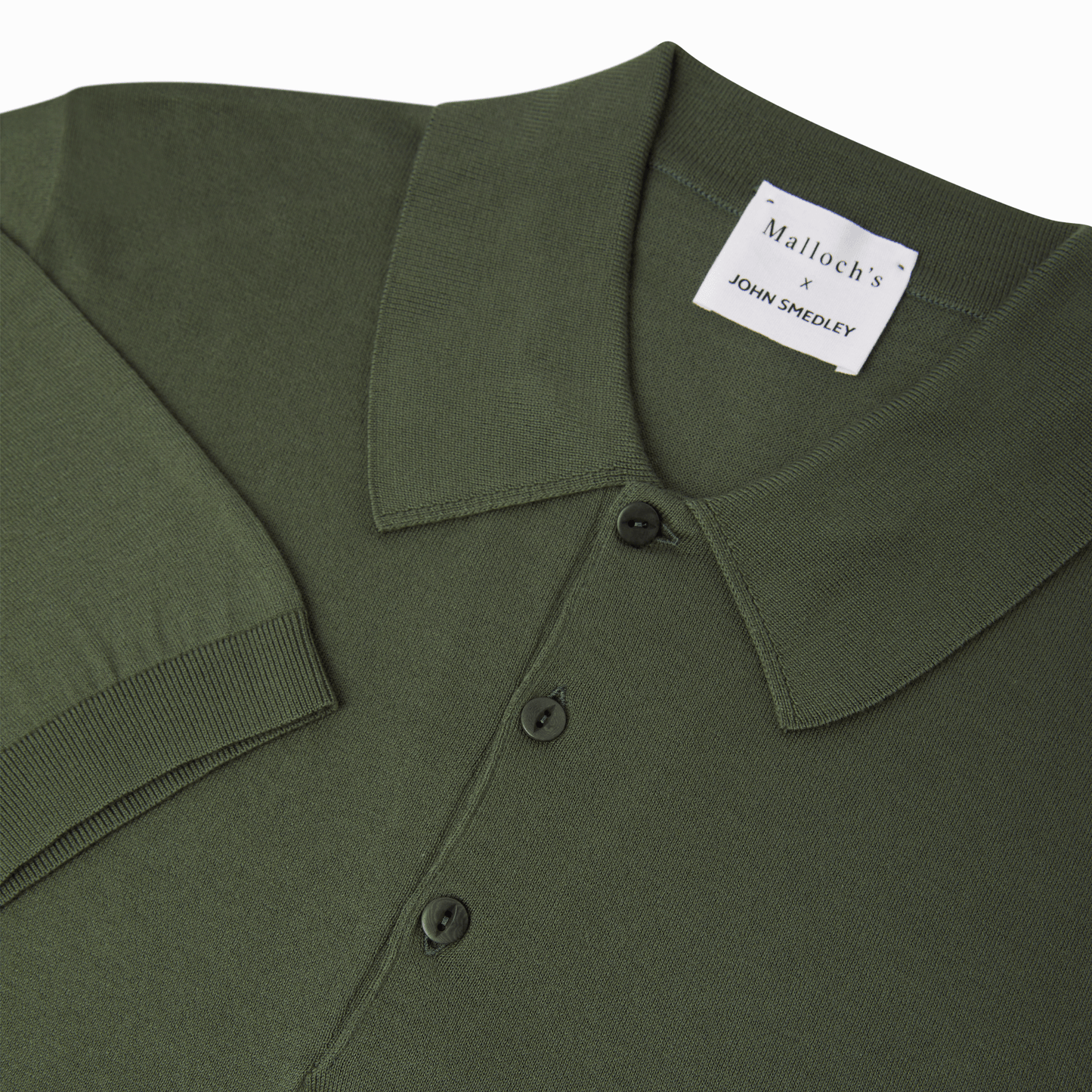 Malloch's x John Smedley Khaki Green Cromford Sea Island Cotton Polo Shirt