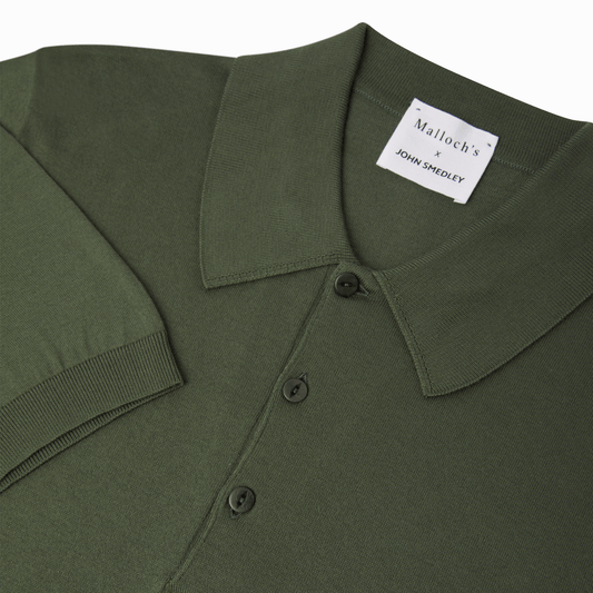 Malloch's x John Smedley Khaki Green Cromford Sea Island Cotton Polo Shirt