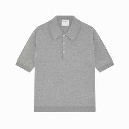 Malloch's x John Smedley Light Grey Cromford Sea Island Cotton Polo Shirt