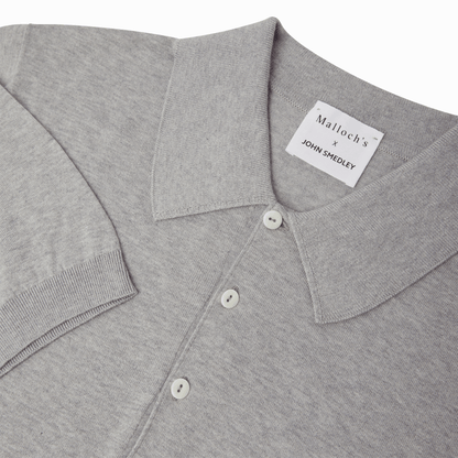 Malloch's x John Smedley Light Grey Cromford Sea Island Cotton Polo Shirt