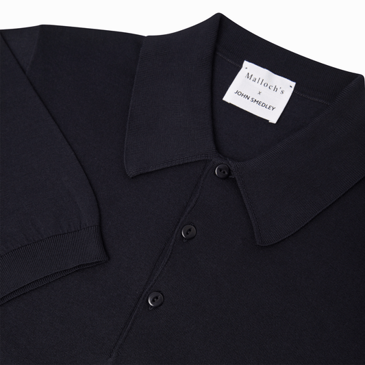 Malloch's x John Smedley Navy Cromford Sea Island Cotton Polo Shirt
