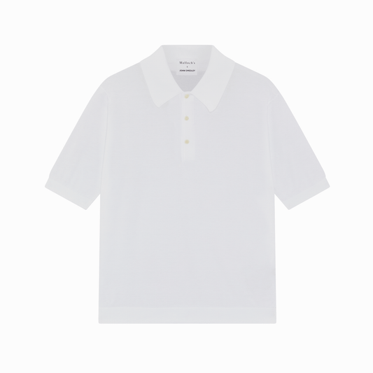 Malloch's x John Smedley White Cromford Sea Island Cotton Polo Shirt