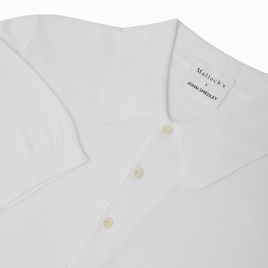 Malloch's x John Smedley White Cromford Sea Island Cotton Polo Shirt