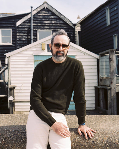 Military Green Preston Superfine Lambswool Jumper - Malloch's