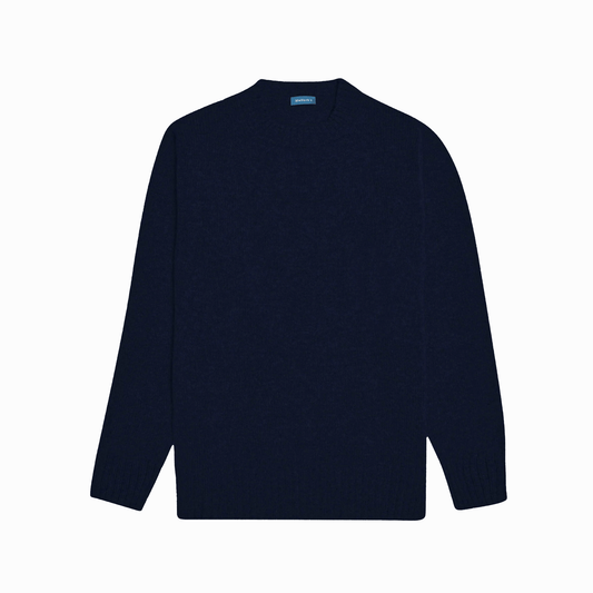 Navy Dean Lambswool Crew Neck Jumper - Malloch's