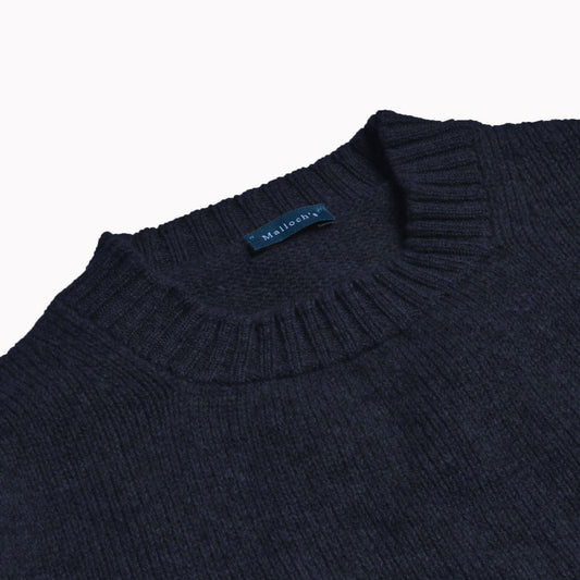 Navy Dean Lambswool Crew Neck Jumper - Malloch's