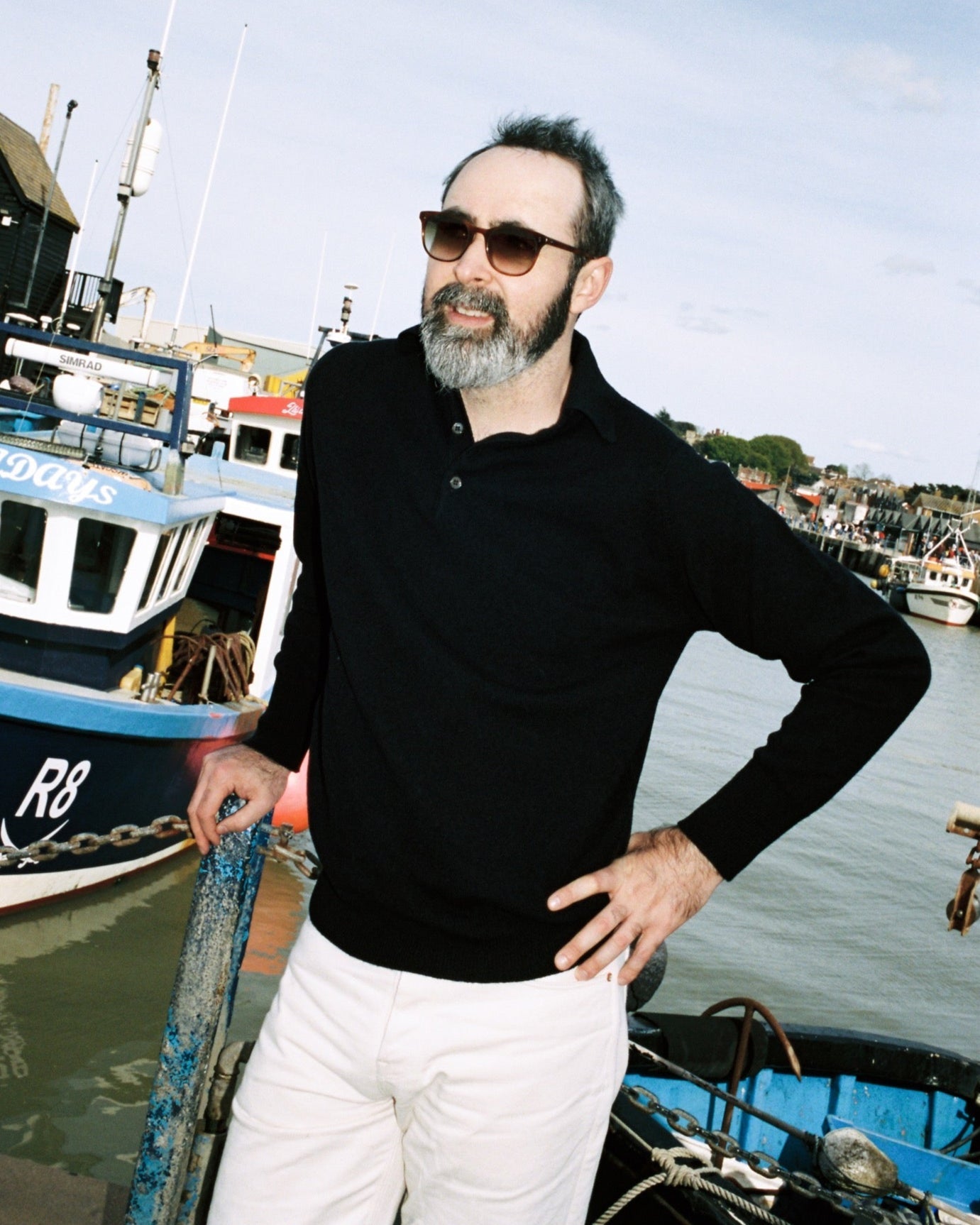 Navy Kelly Sports Collar Lambswool Jumper - Malloch's