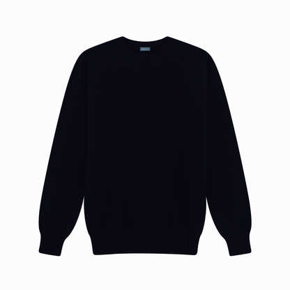 Navy Preston Superfine Lambswool Crew Neck Jumper - Malloch's