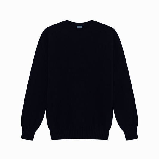 Navy Preston Superfine Lambswool Crew Neck Jumper - Malloch's