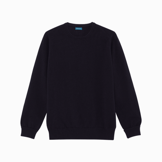 Navy Steadman Fine Lambswool Crew Neck - Malloch's