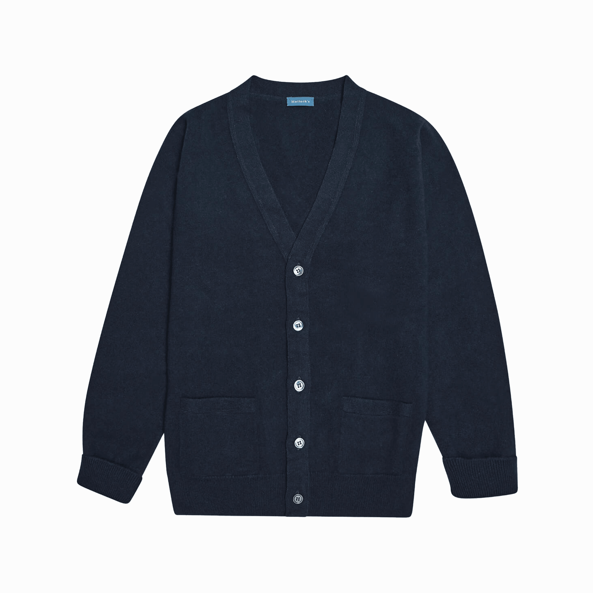 Navy Stewart Fine Lambswool Cardigan | Perennial Knitwear - Malloch's