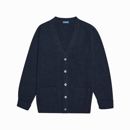 Navy Stewart Fine Lambswool Cardigan | Perennial Knitwear - Malloch's