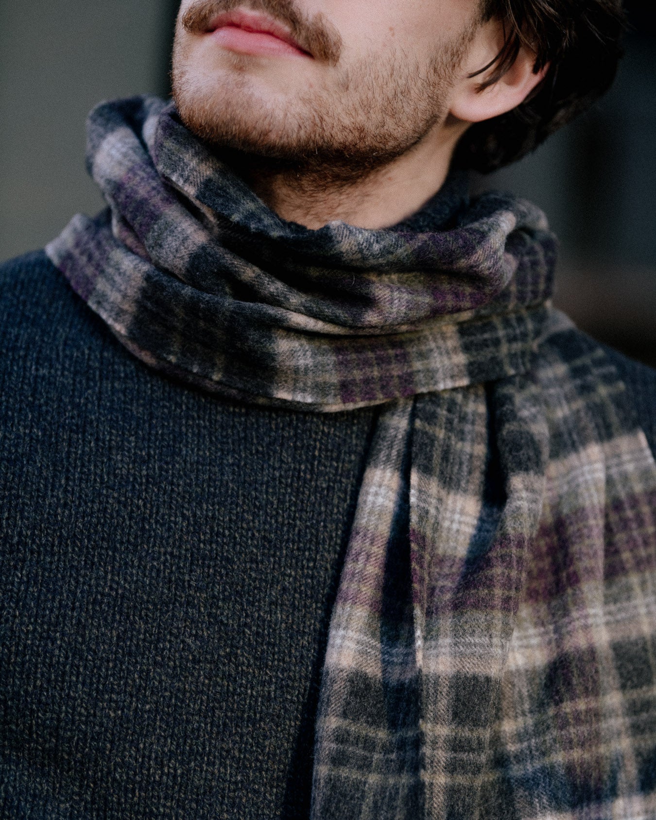 Check wool scarf outlet