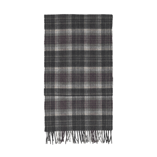 Wellington Check Escorial Wool Scarf - Charcoal