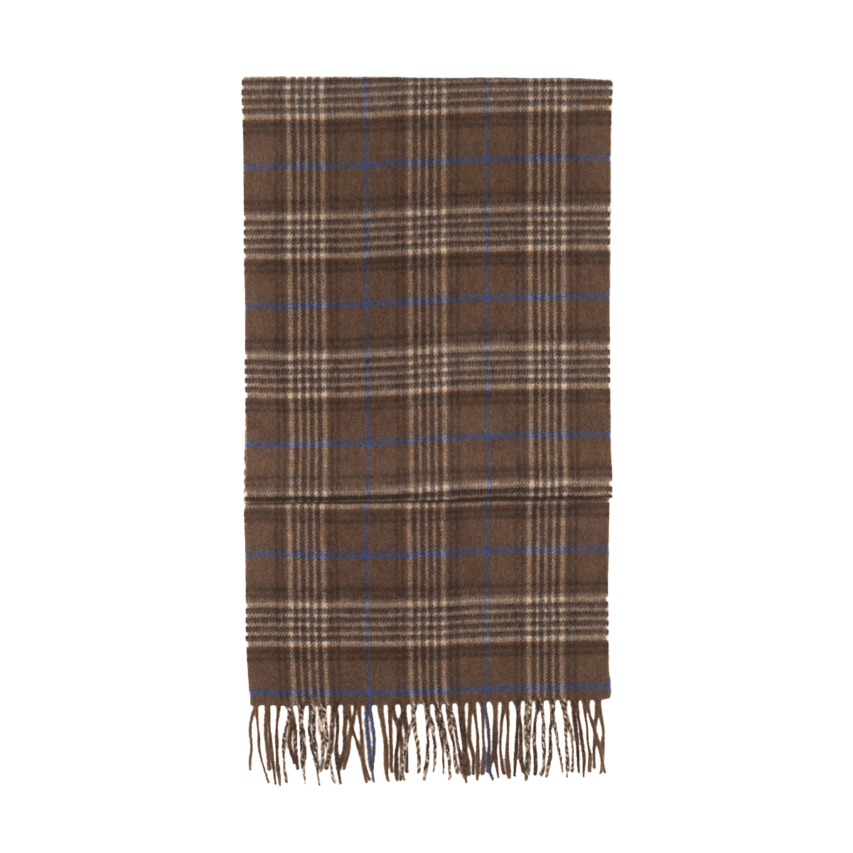 House Check Cashmere Scarf - Brown/Grey/Blue
