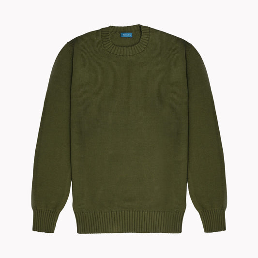 Khaki Green Gullane Cotton Crew Neck