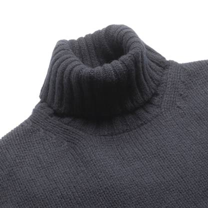 Black Newman Lambswool Roll Neck Jumper